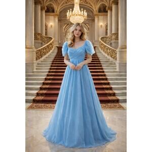 Cinderella Blue Princess Ball Gown Dress Size 4 | Puff Sleeve